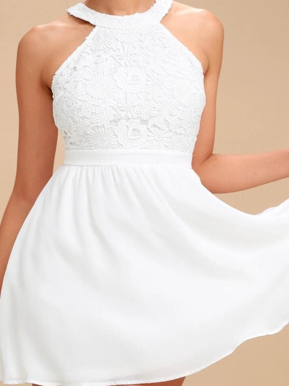 NWT Lulu's High Neck Lace Skater Dress
